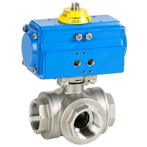1 14 Genebre Art5041 3 Way T Port Stainless Steel Actuated Ball Valve Double Acting 5718