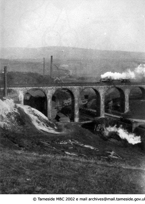 Park Bridge railway viaduct viewed from Hartshead Pike