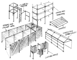 A sketch of some tubular structures which can be constructed with FastClamp handrail fittings